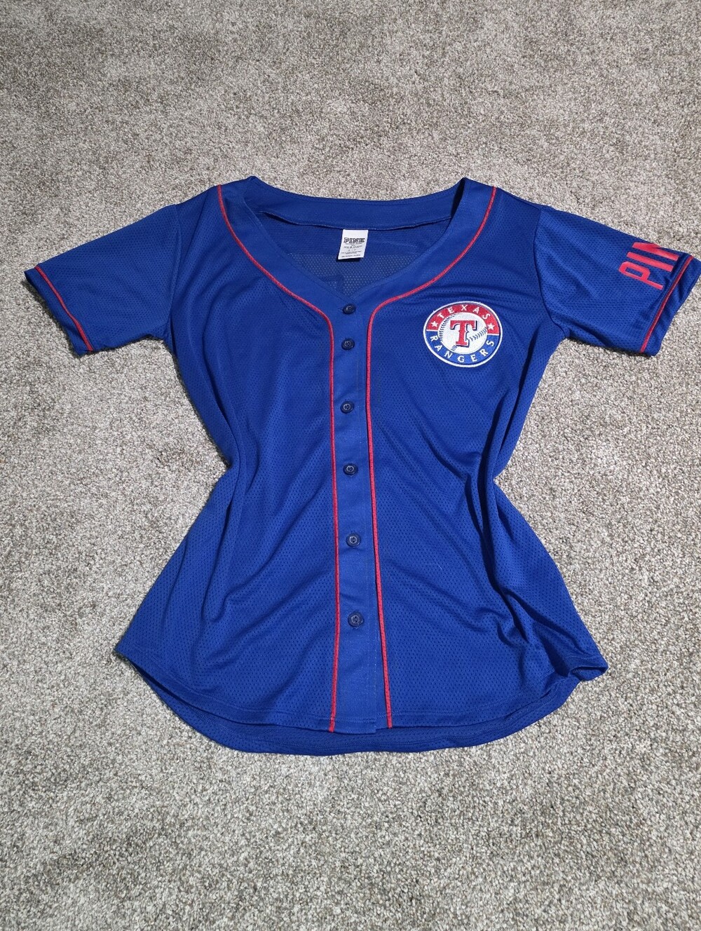 Victoria's Secret PINK MLB Texas Rangers Baseball Jersey Mesh Blue Size S